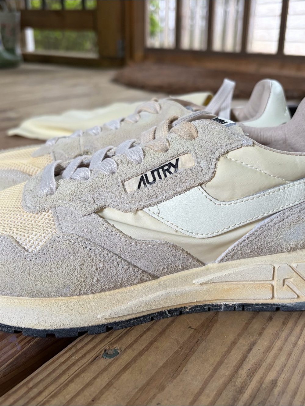 Autry Women's Beige Suede & Leather Athletic Sneakers